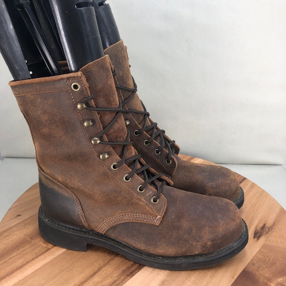 Justin Drywall Original Work Boots Mens 8 D Brown Leather Steel Toe Made in USA
